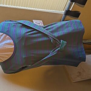 LuLaRoe Green and Purple Striped Long Sleeve Tee